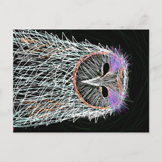 メンフクロウラインアート ポストカード (正面)