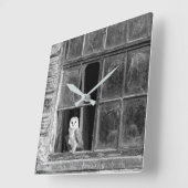 メンフクロウ スクエア壁時計 (傾斜)