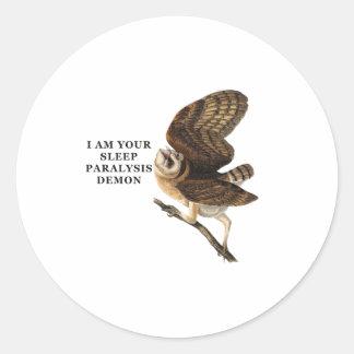メンフクロウTシャツ 面白いデザイン ラウンドシール