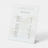 メンモダンサロンシンプルホワエレガントイトサービスメニュー 台座サイン (正面)