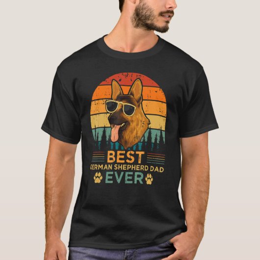 メンレトロスタイル最高のドイツ羊飼いパパエバー脂肪 Tシャツ (正面)