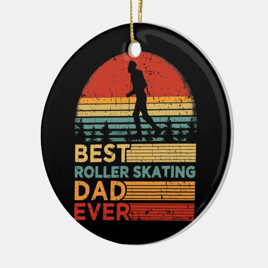 メンレトロヴィンテージ最高のローラスケートで滑るパパ セラミックオーナメント (左)