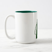 メン実在衣服エプロン（緑） ツートーンマグカップ (左)