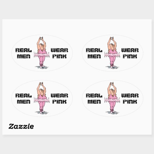 メン実在衣服ピンクおもしろい脂肪男バレエ 楕円形シール (シート)