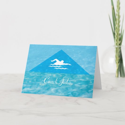 メン感謝していズスイムコーチ泳ぐ人名前をカスタムする カード (正面)