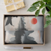 メン日本のズセーリングボート夕べリバーランドスケープ 薄葉紙 (ギフト)