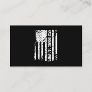 メン最高のス・ボーナス・パパ・エバ・アメリカン・フラッグTシャツ 名刺
