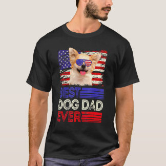 メン最高のチワワパパエバーアメリカン国旗パトリオット Tシャツ