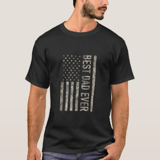 メン最高のパパエバー米軍隊アメリカ国旗カモウ Tシャツ