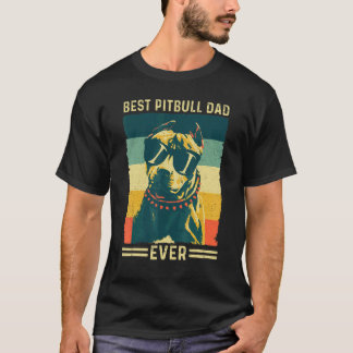 メン最高のピットブルパパエバーヴィンテージレトロドッグ Tシャツ