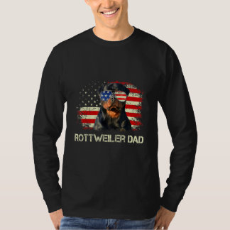 メン最高のロットワイラーパパエバーアメリカ国旗4日 Tシャツ