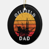 メン油リグレトロサンセットオイルフィールドパパワーカー セラミックオーナメント (左)