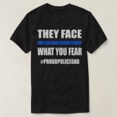 メン誇りを持ったス警察パパ警察官パパブルーリン Tシャツ (デザイン正面)