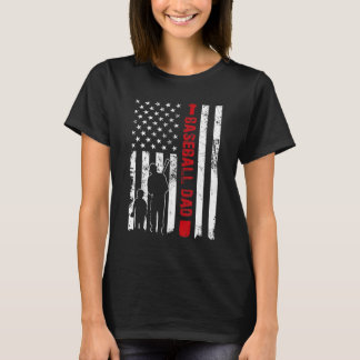 メン誇りを持ったズ野球パパアメリカンフラッグスポーツ Tシャツ