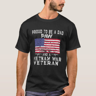 メン誇りを持ったパパポーベトナム退役軍人レトロ米国国旗G Tシャツ
