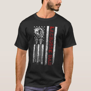 メン誇りを持ったラクロスパパアメリカカッコいい国旗Usa Pa Tシャツ