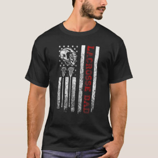 メン誇りを持ったラクロスパパアメリカカッコいい国旗Usa Pa Tシャツ