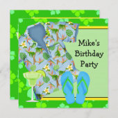 メンBBQマルガリータビーチバースデーパーティー 招待状 (正面/裏面)