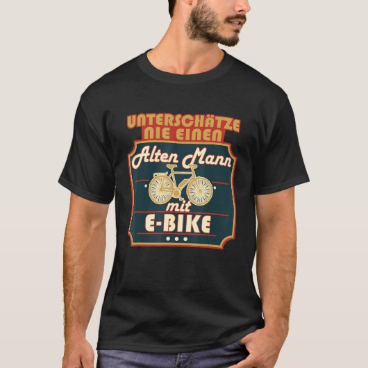 メンEバイクオールドマンおもしろいことわざ、自転車電気B Tシャツ (正面)