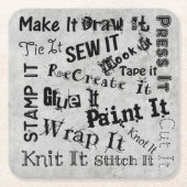 メーカークラフトタイポグラフィプリントクラフトパーティー スクエアペーパーコースター (正面)