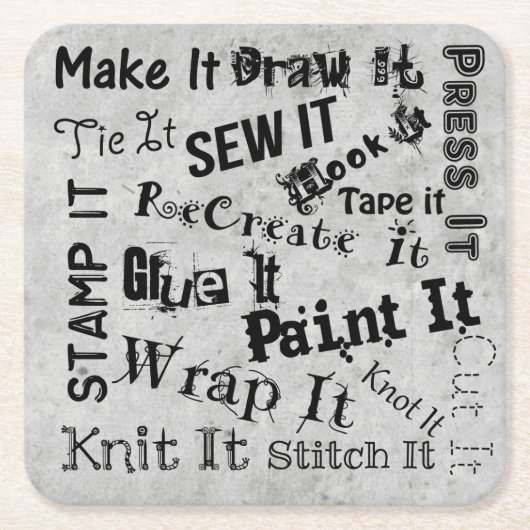 メーカークラフトタイポグラフィプリントクラフトパーティー スクエアペーパーコースター (正面)