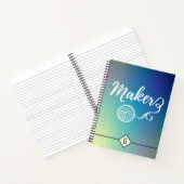 メーカー工芸品タイポグラフィブルーグラディエント幾何学模様 ノートブック (内部)