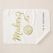 メーカー工芸品タイポグラフィプリント+名前フェイク金ゴールド シェルパブランケット (正面(横))