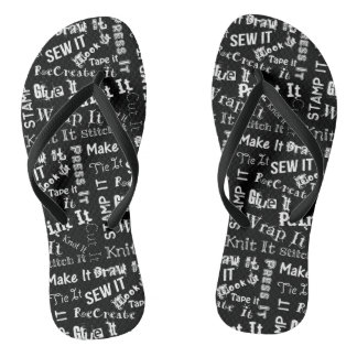 メーカー工芸品タイポグラフィプリント{Dark} ビーチサンダル
