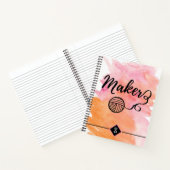 メーカー工芸品タイポグラフィ水彩ピンクオレンジ ノートブック (内部)