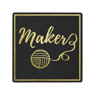 メーカー・ヤーンフェイク金ゴールド縁どクラフトルーム暗 メタルプリント