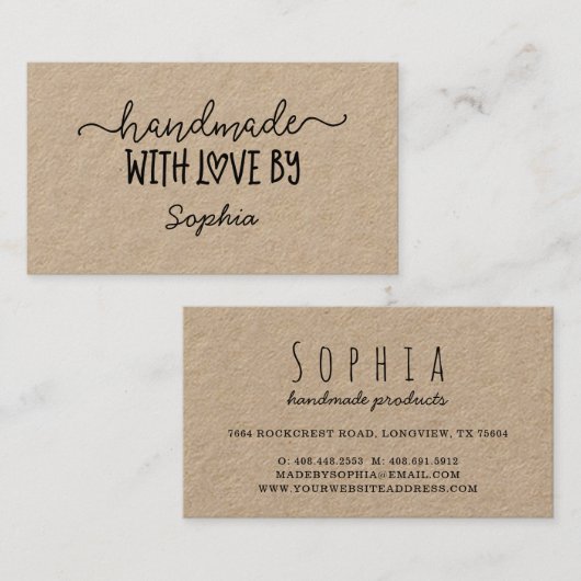 メーカーKraft用ラヴカスタムィーカード付き手作り 名刺 (正面/裏面)