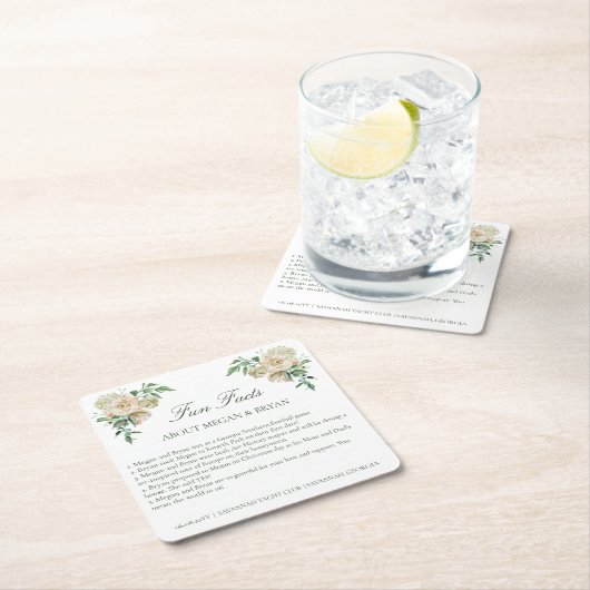 メーガンエレガントな結婚式披露宴おもしろいファクト スクエアペーパーコースター (インサイチュ)