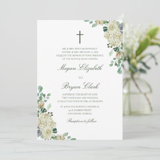 メーガンフローラ水色カソリッ結婚クス 招待状 (スタンド正面)
