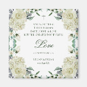 メーガンホワイトフローラクリスチャン結婚式の引き出物マグネット マグネット (正面)