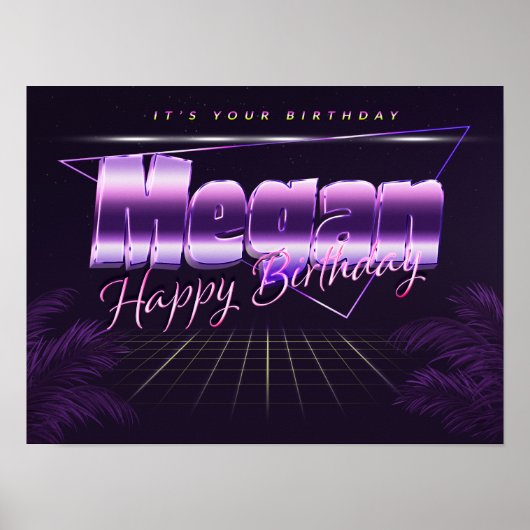 メーガン名Vorname lila retroポスターGeburtstag ポスター (正面)