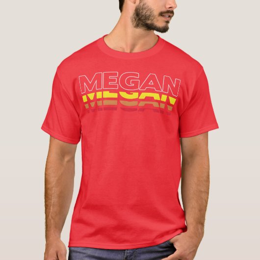メーガン おもしろ イニシャル サンセット お友達 プレゼント Tシャツ (正面)