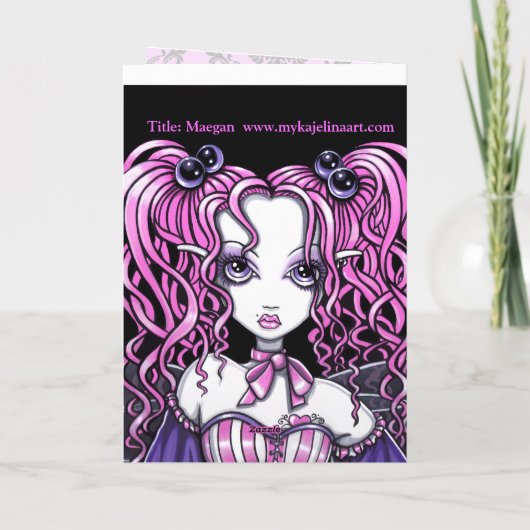 「メーガン」ピンクバレンタイン妖精のアートカード シーズンカード (裏面)