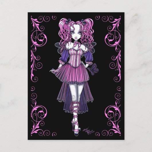 「メーガン」ピンクバレンタイン妖精アートハガキ シーズンポストカード (正面)