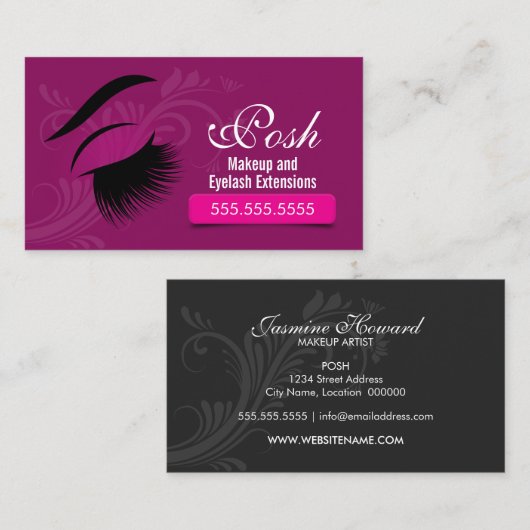 メーキャップアーティストおよびまつげ延長 名刺 (正面/裏面)