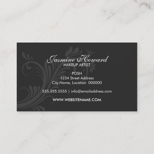 メーキャップアーティストおよびまつげ延長 名刺 (裏面)