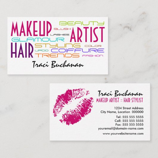 メーキャップアーティストおよび美容師 名刺 (正面/裏面)