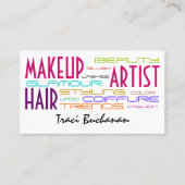メーキャップアーティストおよび美容師 名刺 (正面)