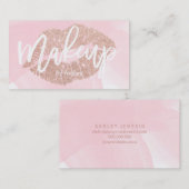 メーキャップアーティストのばら色の金ゴールドのグリッターの唇は原稿を飾ります 名刺 (正面/裏面)