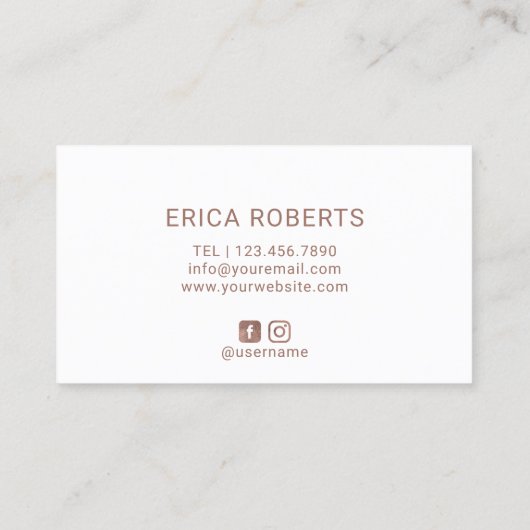 メーキャップアーティストのばら色の金ゴールドのタイポグラフィの熱帯葉 名刺 (裏面)