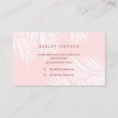 メーキャップアーティストのばら色の金ゴールドの原稿のピンクのヤシの木 名刺 (裏面)