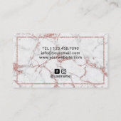 メーキャップアーティストのばら色の金ゴールドの唇のモダンな大理石のサロン 名刺 (裏面)