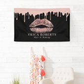 メーキャップアーティストのばら色の金ゴールドの唇のモダンな点滴注入のサロン 横断幕 (インサイチュ)