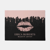 メーキャップアーティストのばら色の金ゴールドの唇の粋な点滴注入 ドアマット (正面)