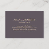メーキャップアーティストのばら色の金ゴールドの唇の紫色のサロン 名刺 (裏面)