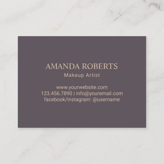 メーキャップアーティストのばら色の金ゴールドの唇の紫色のサロン 名刺 (裏面)
